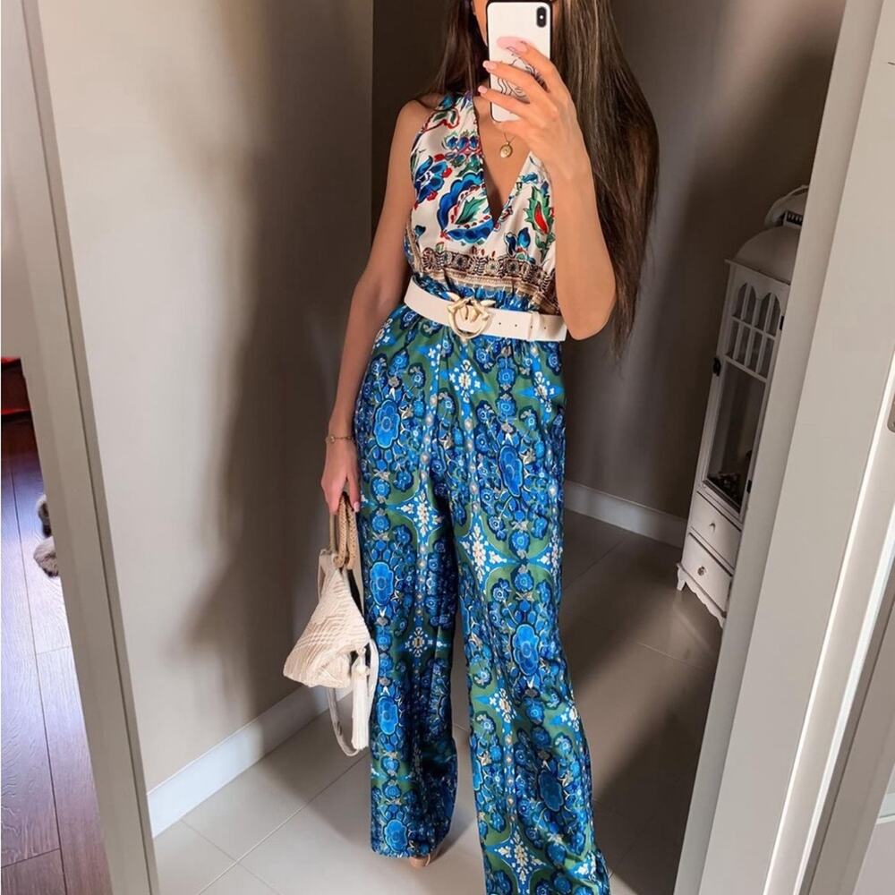 ZARA Floral Print belted jumpsuit - Picture 6 of 10